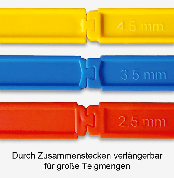 3 Paar Teig-Ausroll-Leisten  jeweils 2,5mm, 3,5mm, 4,5mm dick